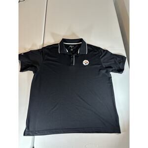 Antigua Pittsburgh Steelers Embroidered Logo Black Polo Shirt Size XL